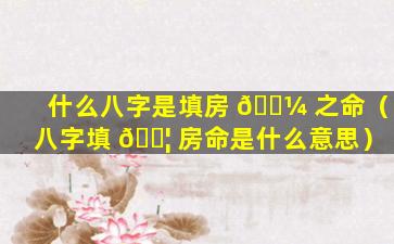什么八字是填房 🐼 之命（八字填 🐦 房命是什么意思）
